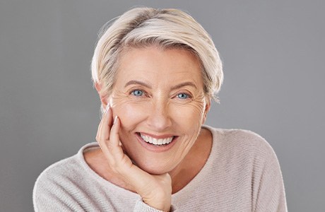 Headshot of smiling, mature woman